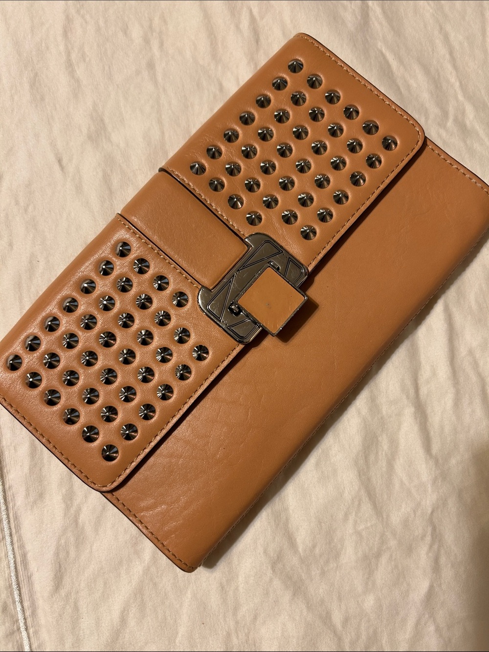 Rebecca Minkoff Tan Leather Studded Clutch
